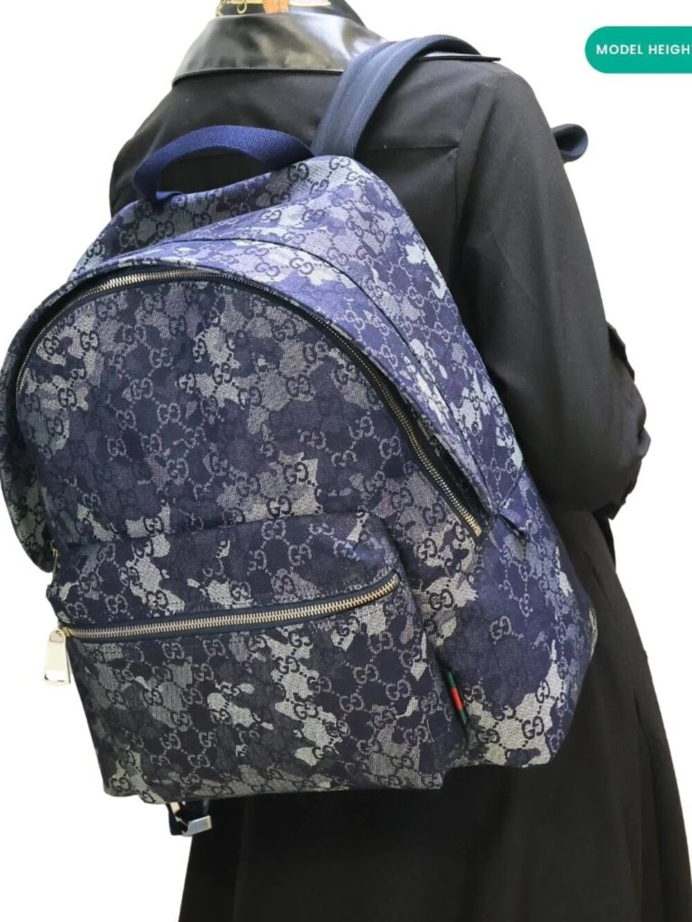 Gucci GG Denim Backpack Navy Blue 849008 - Picture 2 of 13